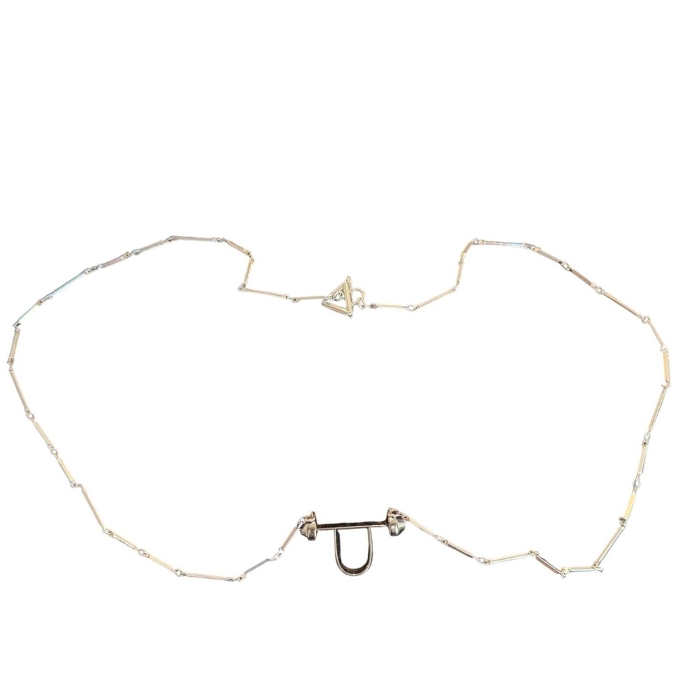 Eddie Borgo Silver Tone Industrial U Pendant Bar Link Toggle Necklace